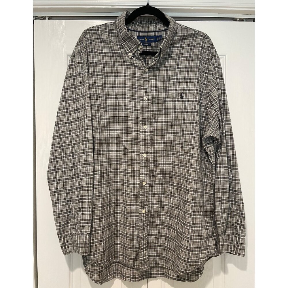 Ralph Lauren Mens Slim Fit Plaid Button Down Shirt Size XXL Capsule Preppy Basic